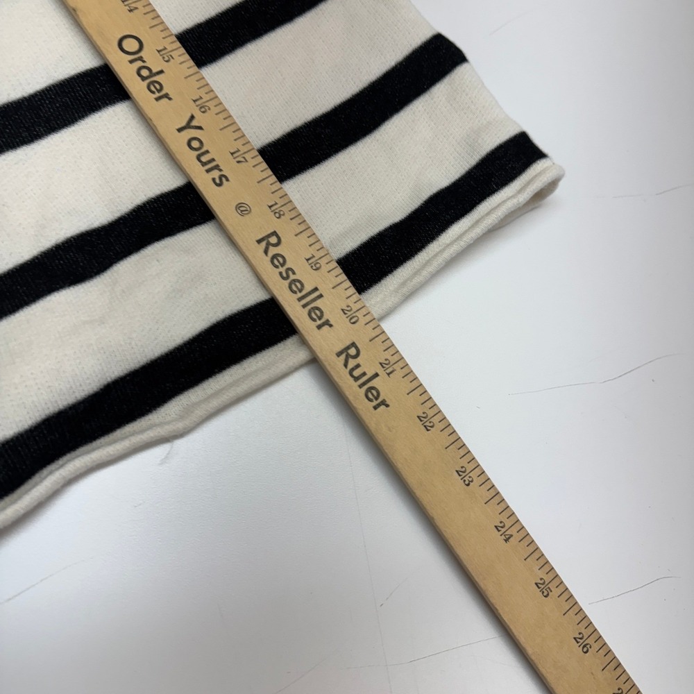 J.Crew Sweatshirt Womens Small White Black Terry Striped Nautical Coastal Preppy - Picture 9 of 10